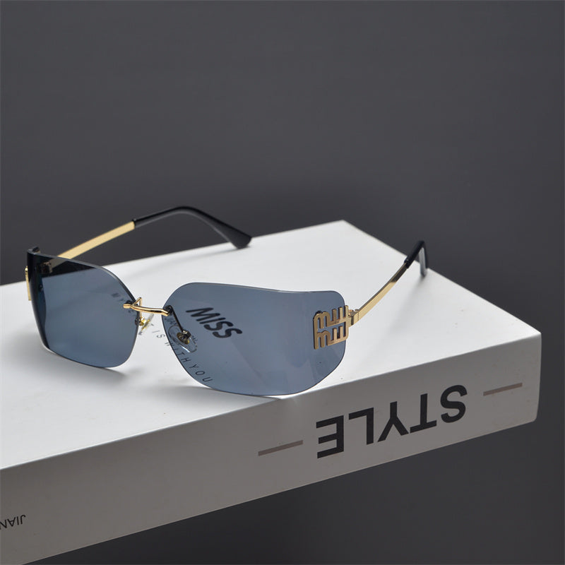 Rimless Gold-Tone Shield Sunglasses